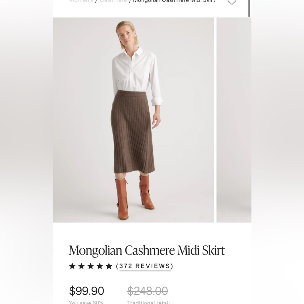 NWT Quince 100% Cashmere Skirt